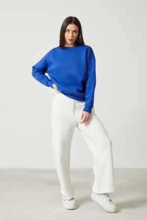 2D2B  Kadın Bisiklet Yaka Uzun Kollu Basic 3 İplik Şardonlu Sweatshirt