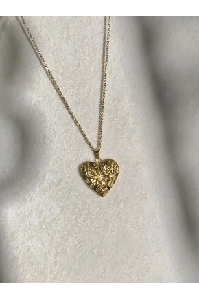 NATURE Açılabilir Kapaklı Gold Renk Kalp Kolye