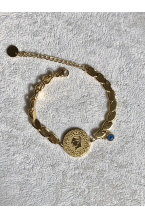 NATURE Çelik Arpa Zincirli Kuyumcu Model Nazar Boncuklu Çeyrek Bileklik