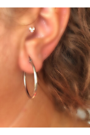 NATURE Çelik Klasik Gümüş Renk 3 cm ebatında Düz Halka Küpe