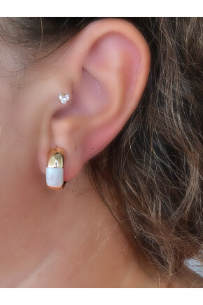 NATURE Çelik Sedefli Gold Renk  Halka Küpe