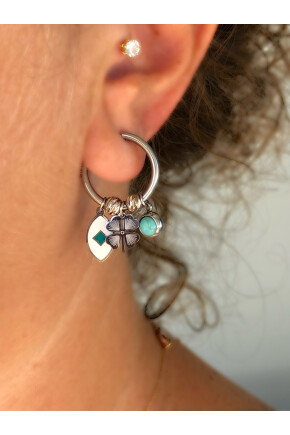 NATURE Çelik Yonca Shakira Gümüş Renk Halka Küpe