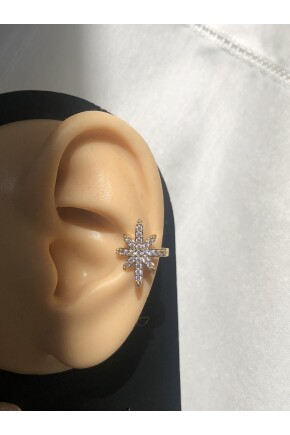 NATURE Çelik  Zirkon Taşlı Kuzey Yıldızı  Sıkıştırma Earcuff Gold Renk Küpe