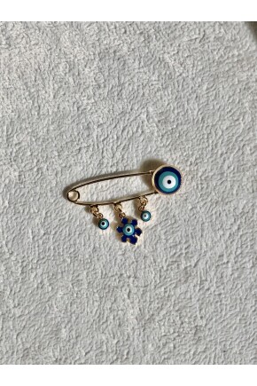 NATURE Cerrahi Çelik Nazar Boncuklu Gold Bebek Yaka İğnesi