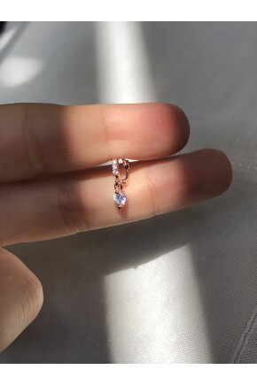 NATURE Cerrahi Çelik Sallantılı Zirkon Taşlı Rose Gold 0,5cm  Halka Piercing