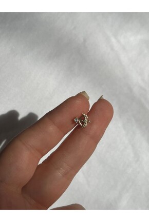 NATURE Cerrahi Çelik Zirkon Taşlı Arkası Düz Eros Ok Piercing,Tragus, Helix, Kıkırdak.