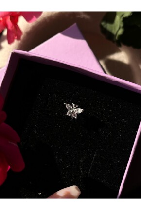 NATURE Cerrahi Çelik Zirkon Taşlı Arkası Düz Kelebek Piercing,Tragus, Helix, Kıkırdak.