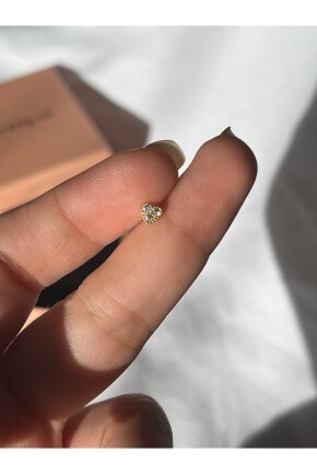 NATURE Cerrahi Çelik Zirkon Taşlı Arkası Düz Küçük Kalp  Piercing,Tragus, Helix, Kıkırdak.