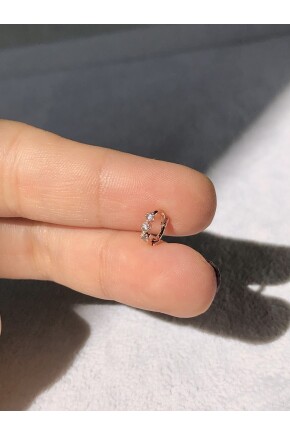 NATURE Cerrahi Çelik Zirkon Taşlı Rose Gold 0,5cm Küçük Halka Piercing