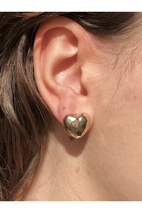 NATURE Dolgun Gold Renk Kalp Küpe