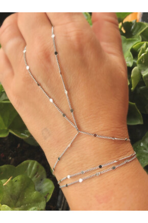 NATURE Pırıltılı İnce Gümüş Renk Şahmeran Bileklik