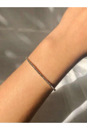 NATURE Tam Tur Zirkon Beyaz Taşlı Esnek Gold Renk Su Yolu Bileklik