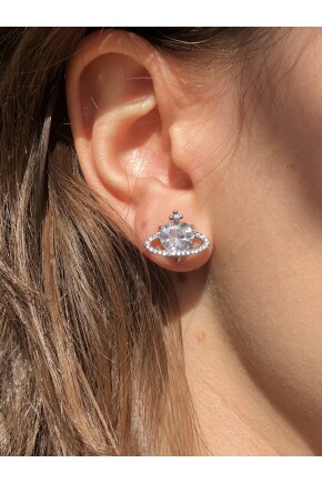 NATURE Zirkon Taşlı WestWood Gümüş Renk Satürn Küpe