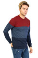 Erkek Sıfır Yaka  Renk Bloklu Sweat Shirt