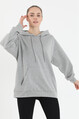 Kadın Basic Oversize Kapişonlu Kanguru Cep Sweat Shirt 
