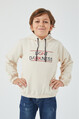 2D2B  Erkek Çocuk İçi Polarlı Baskılı Kapüşonlu Eteği Lastikli Kalın Sweatshirt