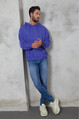 2D2B  Erkek Oversize Kapüşonlu Kanguru Cepli Ribanalı Uzun Kollu Basic Sweatshirt