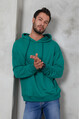 2D2B  Erkek Oversize Kapüşonlu Kanguru Cepli Ribanalı Uzun Kollu Basic Sweatshirt