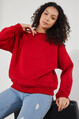 2D2B  Kadın Bisiklet Yaka Uzun Kollu Basic 3 İplik Şardonlu Sweatshirt