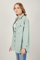 2D2B Kadın Kaşe Cep Detaylı Uzun Kollu Oversize Oduncu Pamuklu Ceket Gömlek 