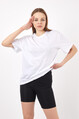 2D2B Kadın Sıfır Yaka Basic Düz Oversize T-Shirt 