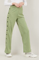 2D2B Kadın Yüksek Bel Yanı Çıt Çıtlı Paçası İspanyol Ve Yırtmaçlı Eşofman Altı Örme Pantolon