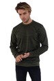 Erkek Sıfır Yaka Çizgili Basic 3 iplik Sweat Shirt