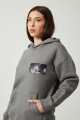 2D2B Kadın Kapüşonlu Kanguru Cepli 3 İplik Şardonlu Kalın Sweatshirt