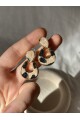 NATURE Çelik Gold Renk Leopar Desenli Sallantılı  Küpe